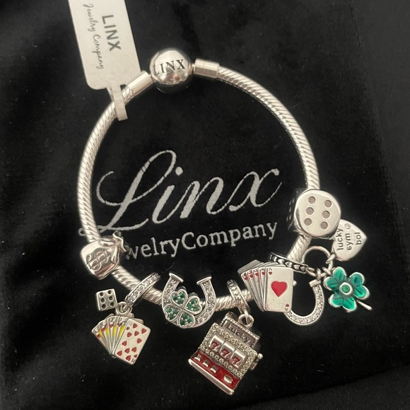 Linx Snake Chain Bracelet with Gambling and Casino Themed Charms - Picture 6 of 8